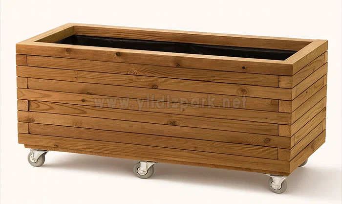 Dekoratif Ahşap Saksı Verde